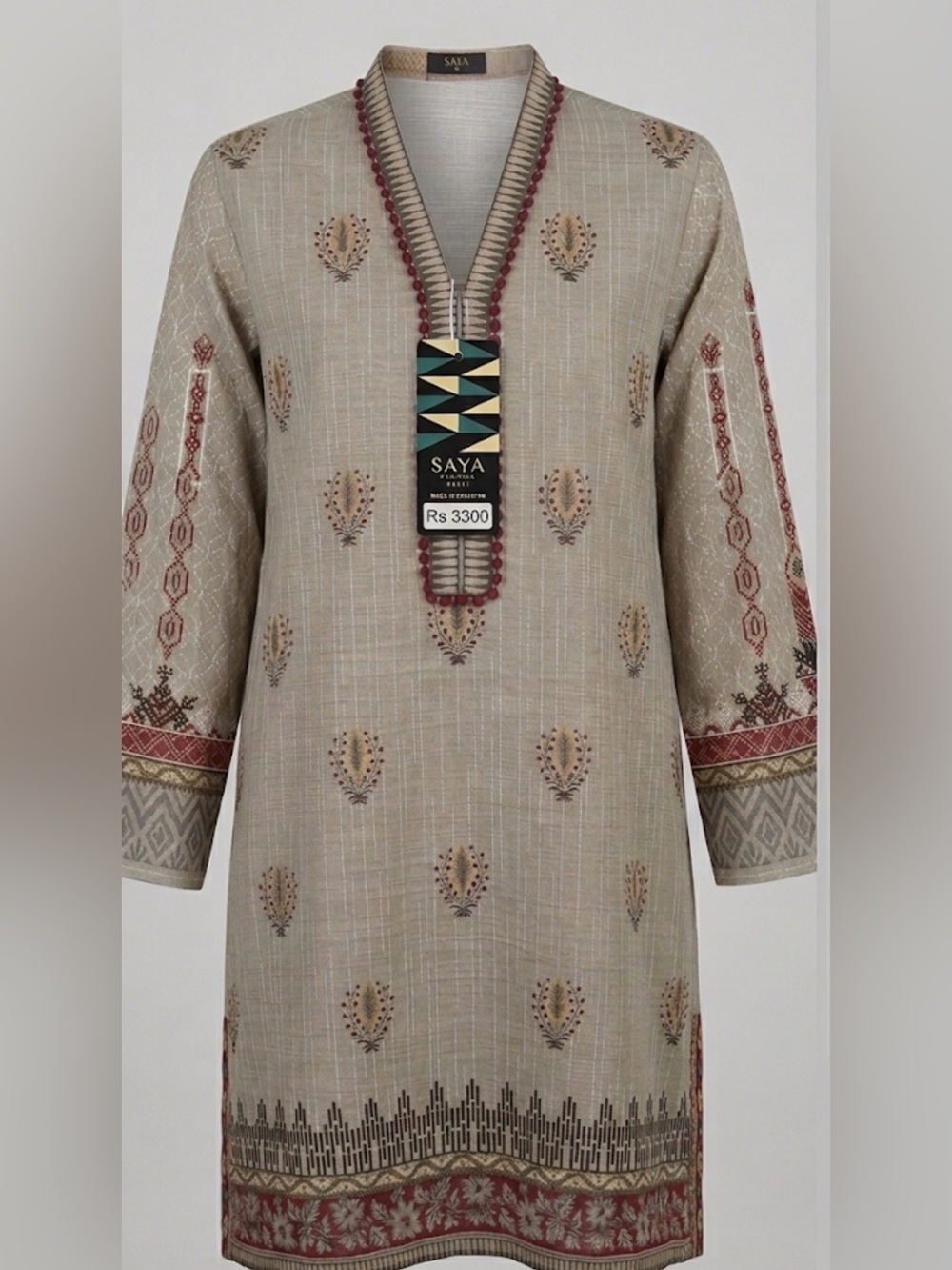 Nwt size M beautiful Woman’s Beige Embroidered Kurta tunic top
